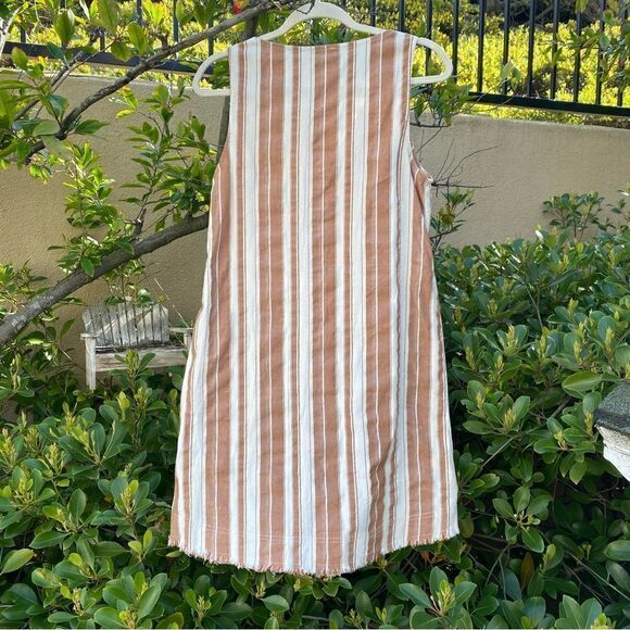 Umgee Tan and White Stripe Linen Blend Dress. Size Small. NWT - Picture 2 of 7